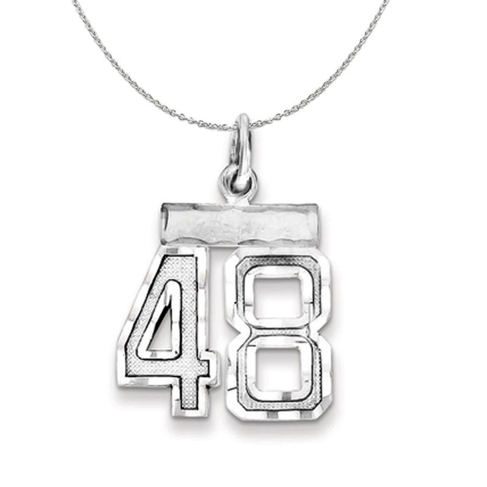Silver, Varsity Collection, Small D/C Number 48 Necklace - 16 In
